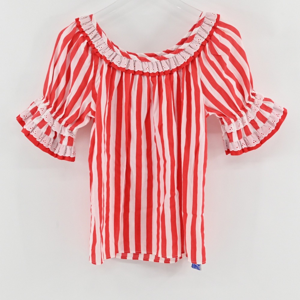 Vintage 60s Rockmount Ranch Wear Western Top Womens Size S Red White Striped